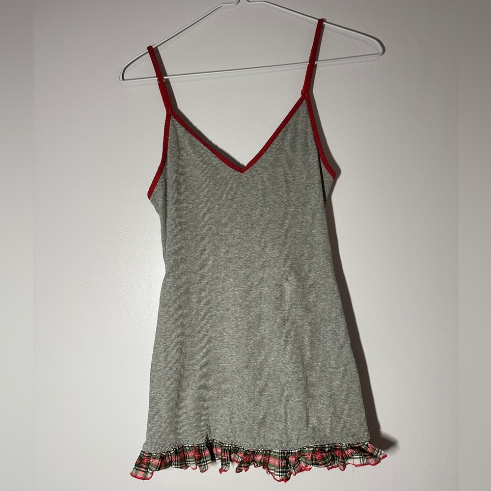 Victoria's Secret Red and Gray Chemise with Ruffle Trim
